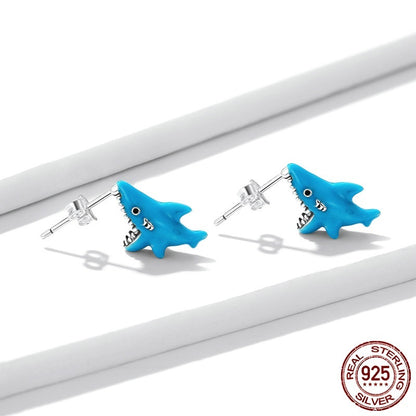 Fashion Little Shark Sterling Silver S925 Stud Earrings-Jewearrings