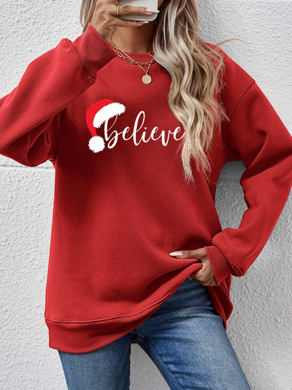 BELIEVE Graphic Long Sleeve Sweatshirt-Jewearrings