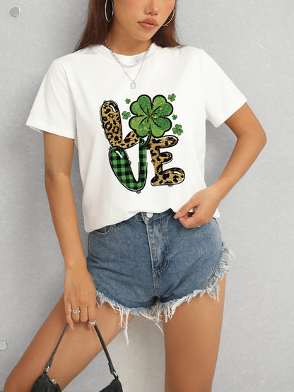 LOVE Round Neck Short Sleeve T-Shirt-Jewearrings