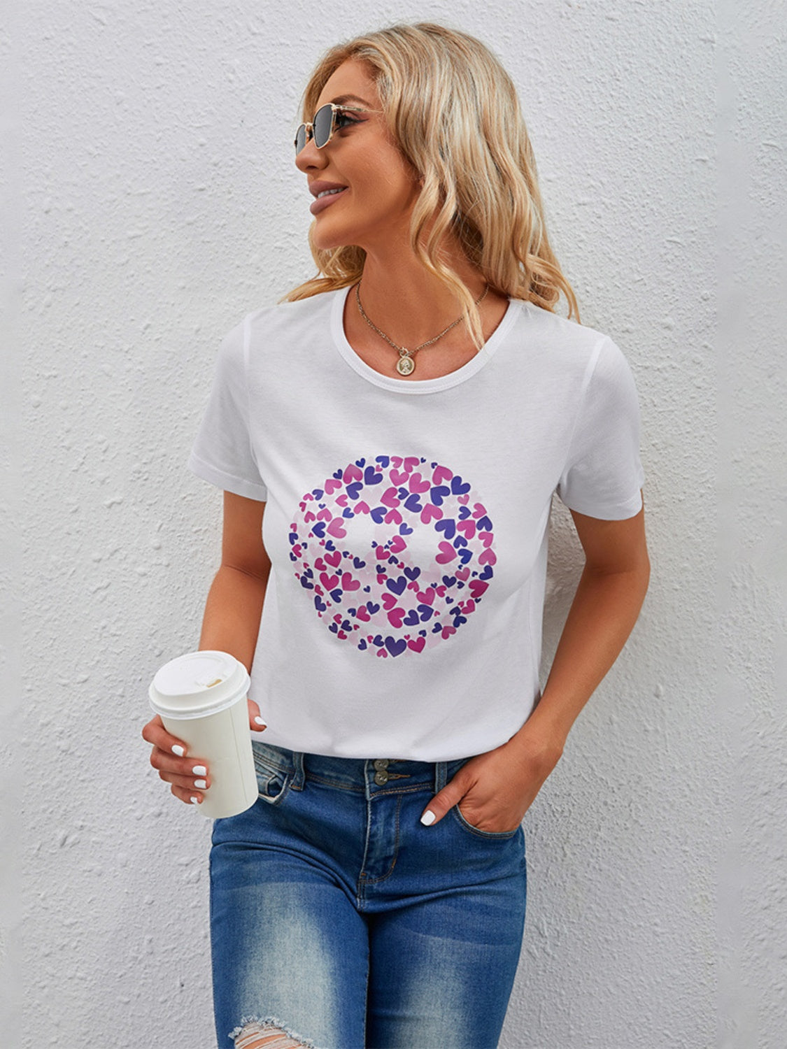 Graphic Round Neck Short Sleeve T-Shirt-Jewearrings