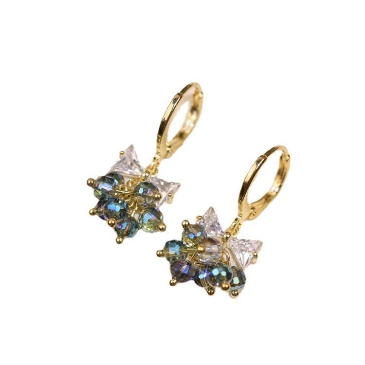 Women's Colorful Star Butterfly Zircon Bow Earrings-Jewearrings