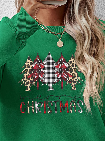 MERRY CHRISTMAS Round Neck Long Sleeve Sweatshirt-Jewearrings