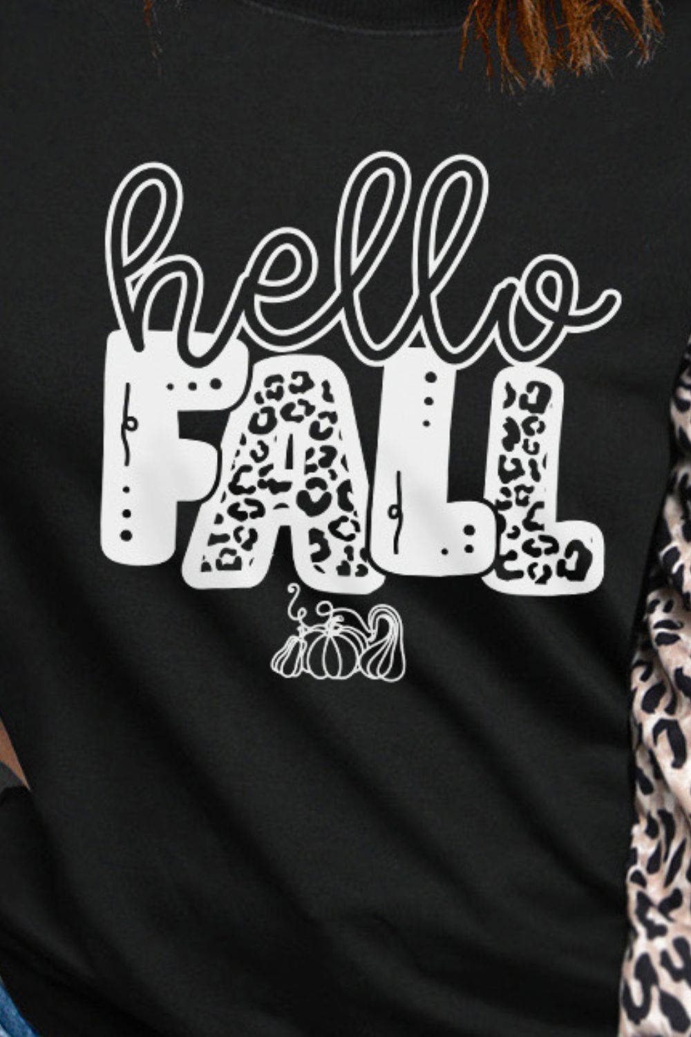 HELLO FALL Graphic Leopard Sweatshirt-Jewearrings