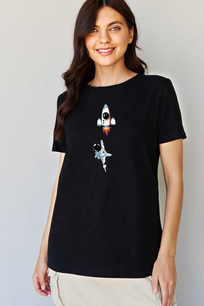 Simply Love Full Size Astronaut Graphic Cotton T-Shirt-Jewearrings