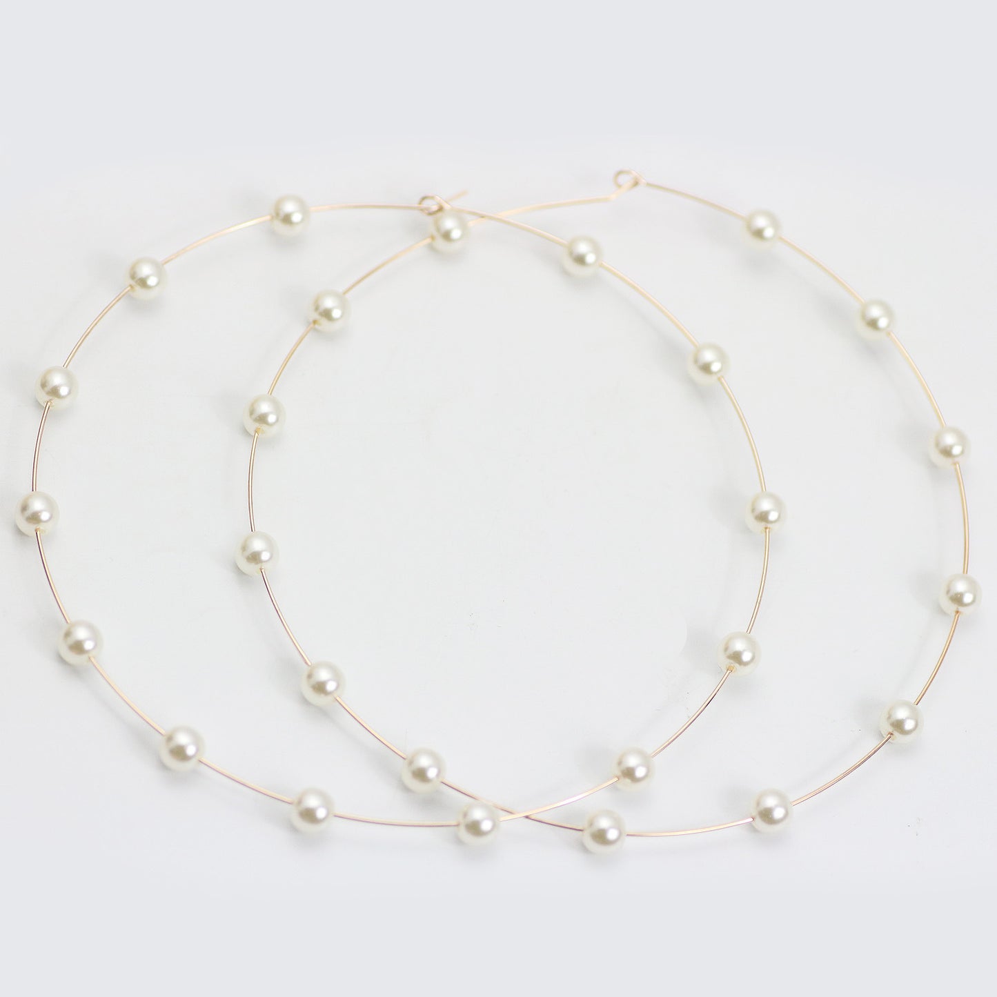 Pearl Large Hoop Earrings-Jewearrings