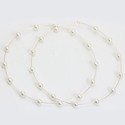 Pearl Large Hoop Earrings-Jewearrings