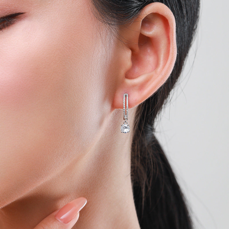 S925 Sterling Silver Inlaid Zirconium Temperament Earrings-Jewearrings