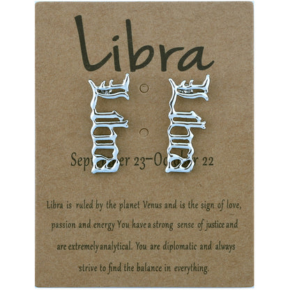 Twelve Constellation English Vintage Alphabet Stud Earrings-Jewearrings