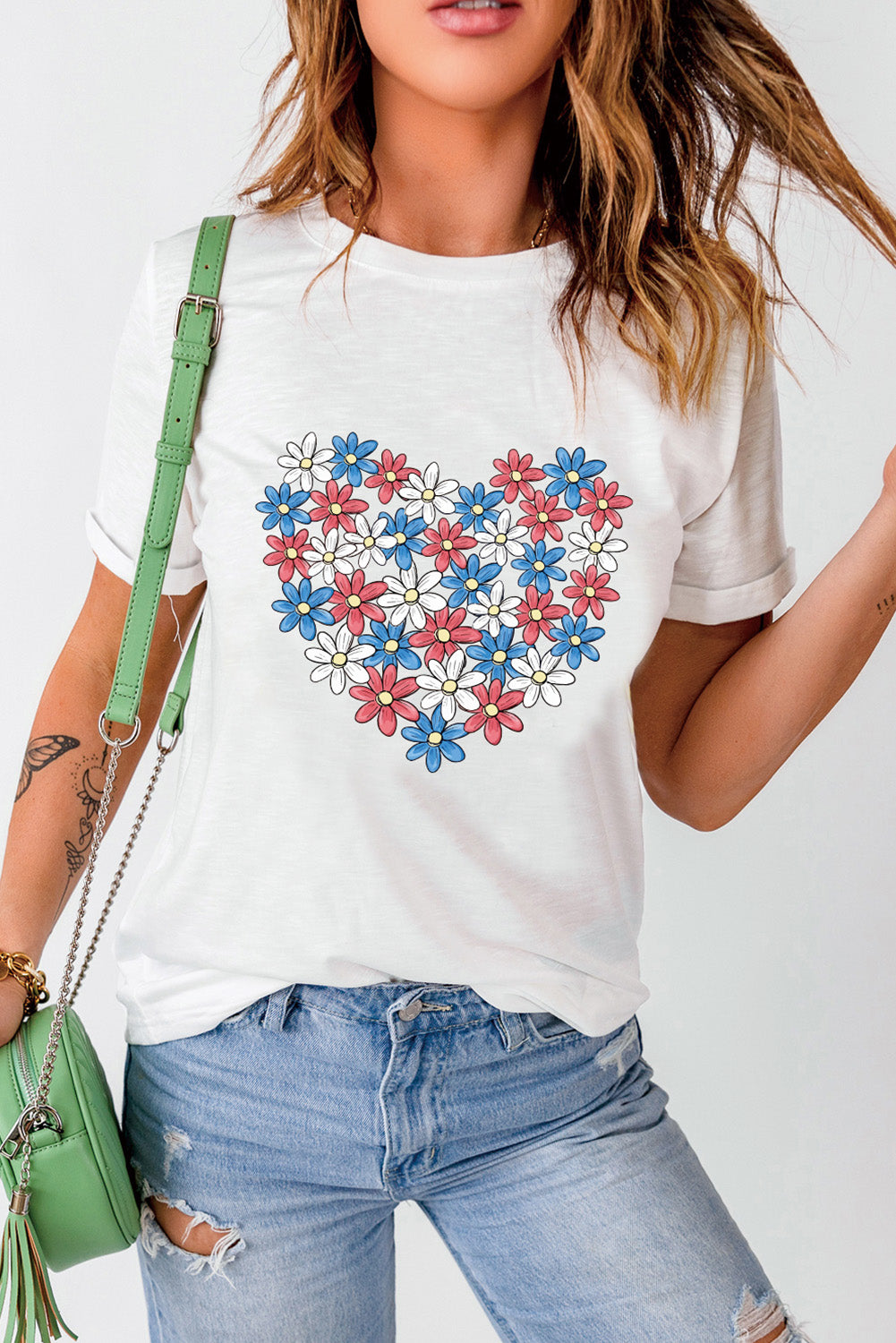 Flower Graphic Round Neck Short Sleeve T-Shirt-Jewearrings