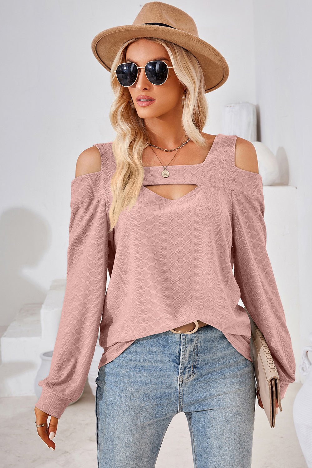 Cutout Square Neck Cold Shoulder T-Shirt-Jewearrings