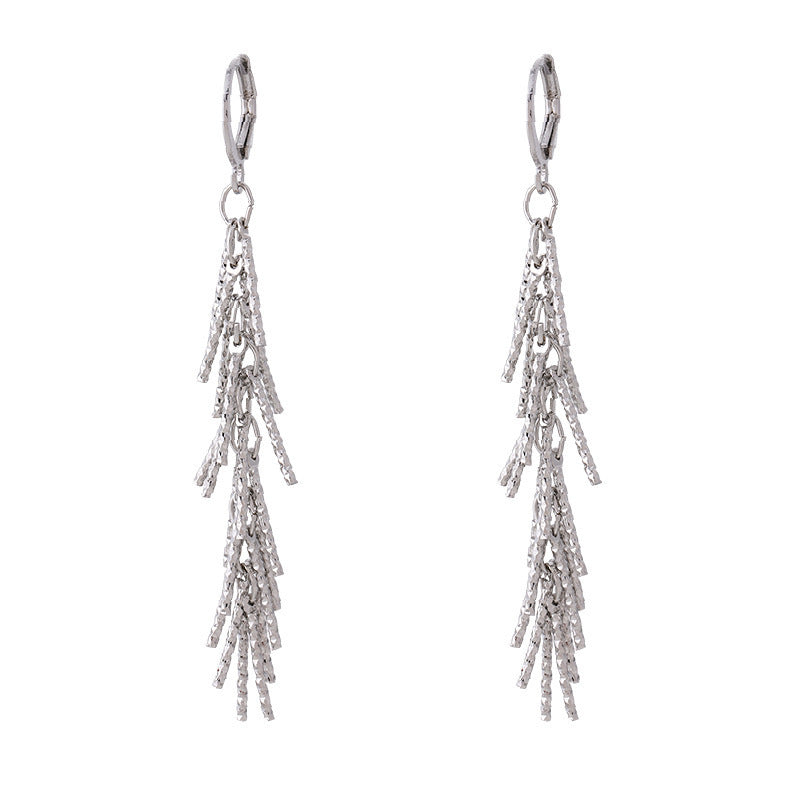 All-matching Thin-looking Earrings Silver Tassel Earrings Female Light Luxury Minority Design Sense-Jewearrings