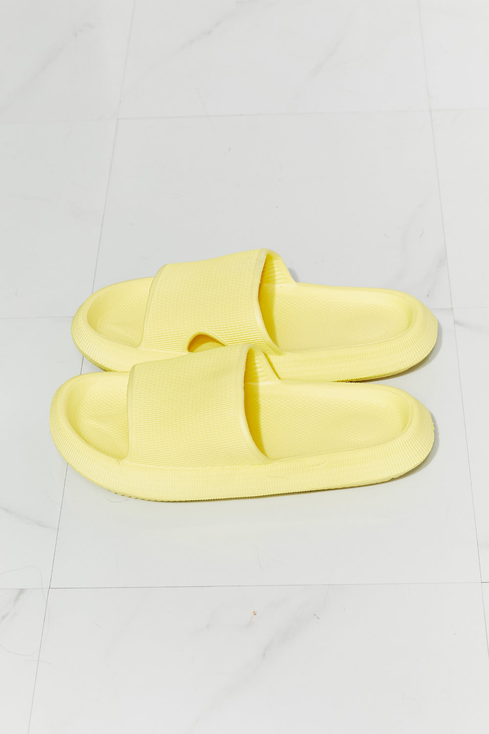 MMShoes Arms Around Me Open Toe Slide in Yellow-Jewearrings