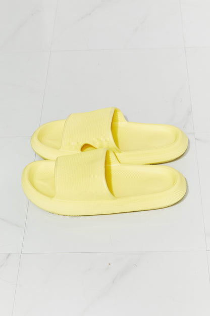 MMShoes Arms Around Me Open Toe Slide in Yellow-Jewearrings