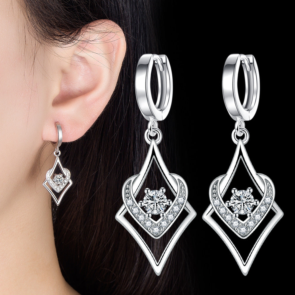 Inlaid Silver Female Drop-shaped Earrings Jewelry-Jewearrings