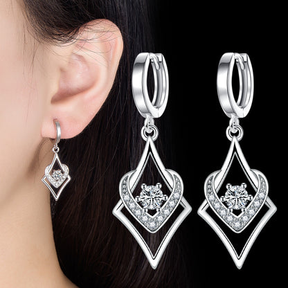 Inlaid Silver Female Drop-shaped Earrings Jewelry-Jewearrings