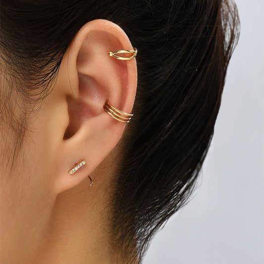 French Retro Twisted Metal Ear Bones Clip Female Korean 100-piece Niche Temperament No Ear Hole Earrings Cold Wind Earrings-Jewearrings