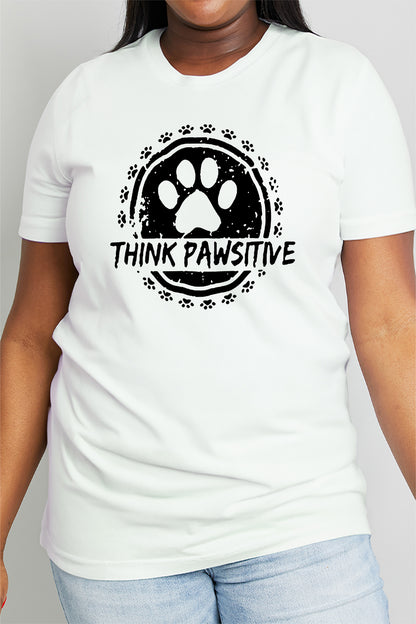 Simply Love Simply Love Full Size THINK PAWSITIVE Graphic Cotton Tee-Jewearrings