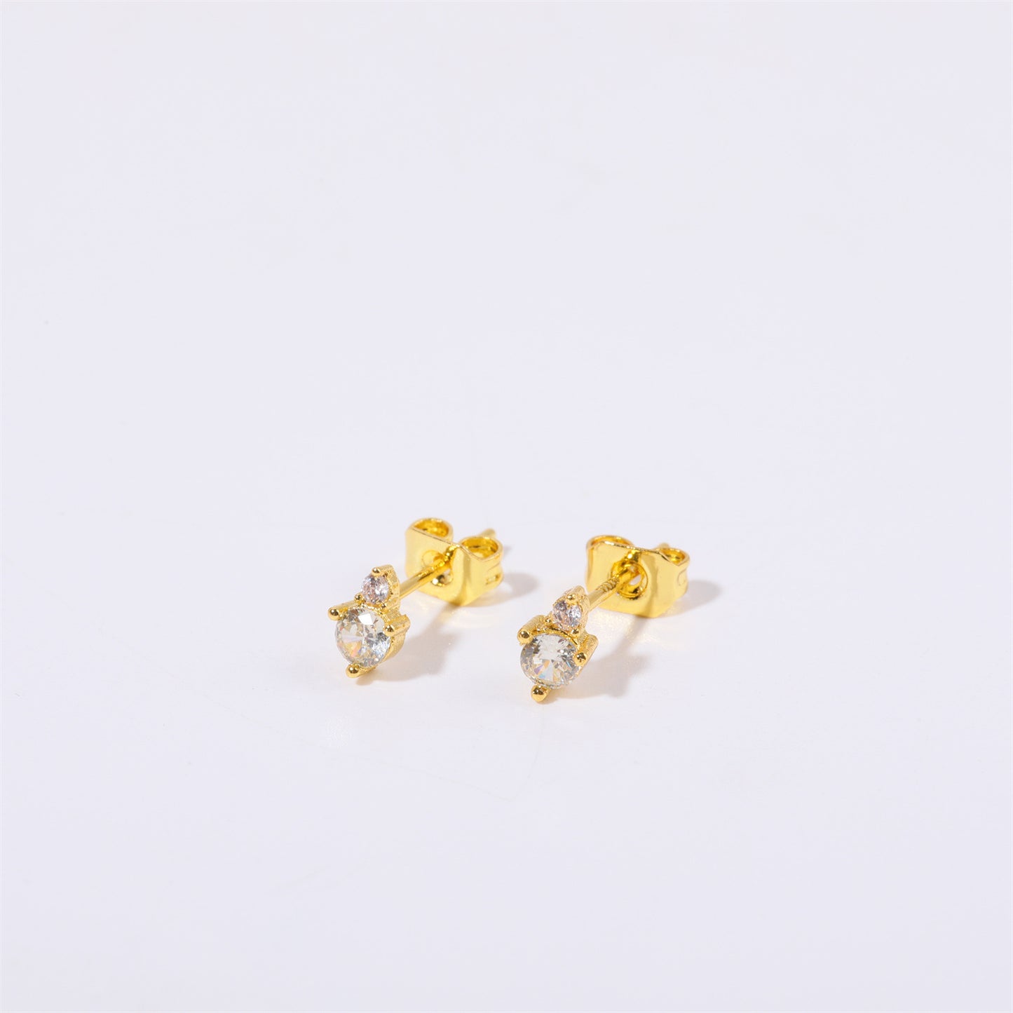 Titanium Steel Electroplated Genuine Gold December Birthstone Zircon Earrings-Jewearrings