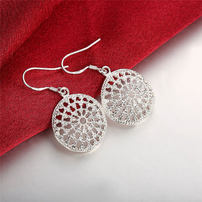 Women's Silver-plated Hollow Disc Earrings-Jewearrings