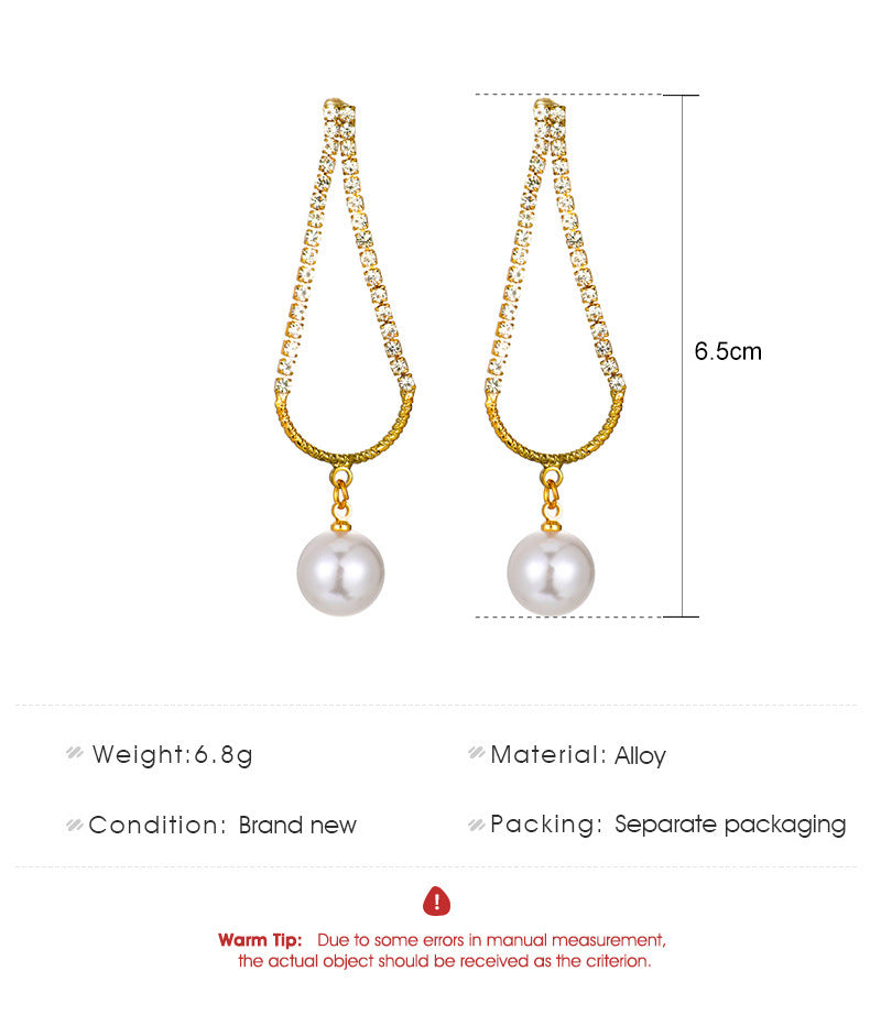 Simple Pearl Drop Earrings Cold Wind French Zircon-Jewearrings