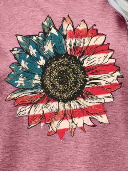 US Flag Flower Graphic Tee-Jewearrings