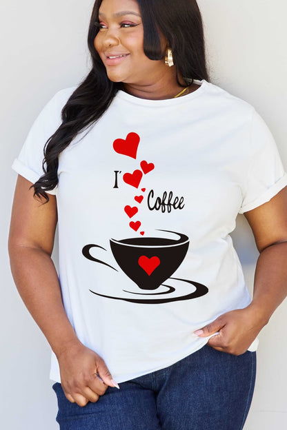 Simply Love Full Size I LOVE COFFEE Graphic Cotton Tee-Jewearrings