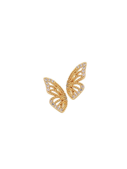 Women's Zircon Sterling Silver Butterfly Earrings-Jewearrings