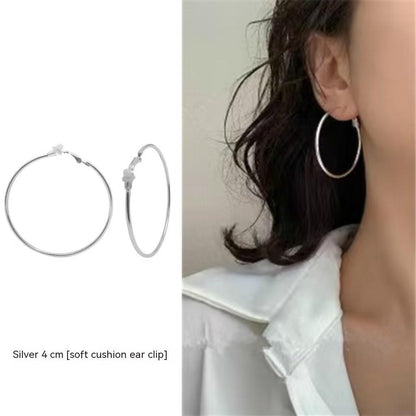 Simple Ear Clip Sterling Silver Earrings For Women-Jewearrings