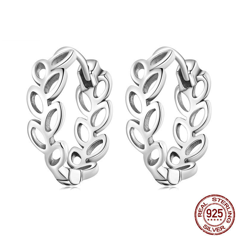 Fashion Leaf Hollow Sterling Silver Earrings-Jewearrings