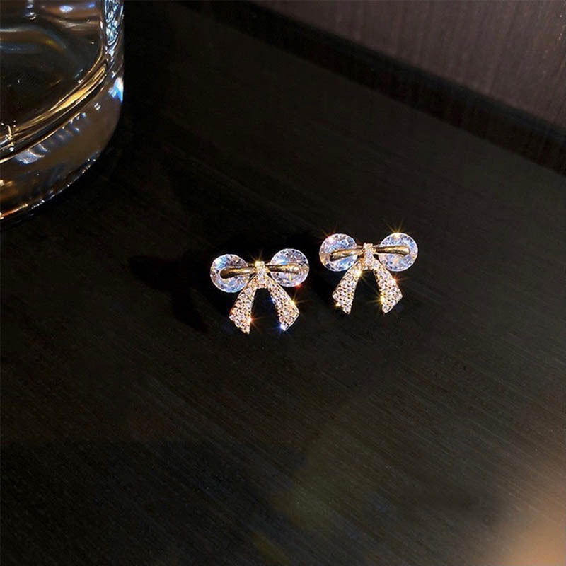 The Fugitive Princess Bow Stud Earrings With Diamonds-Jewearrings