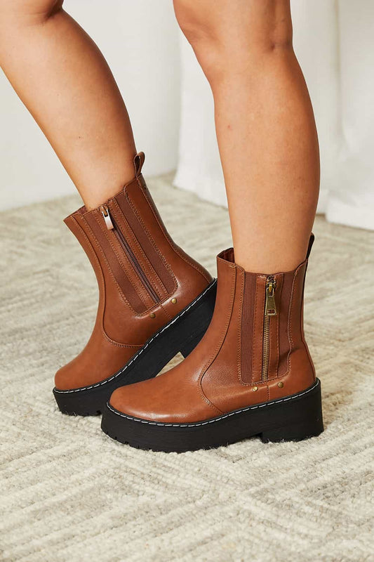 Forever Link Side Zip Platform Boots-Jewearrings