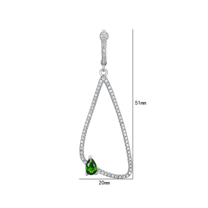 Fashion Earrings Women's Full Body S925 Silver Inlaid Natural Diopside-Jewearrings