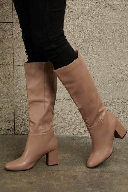 East Lion Corp Block Heel Knee High Boots-Jewearrings