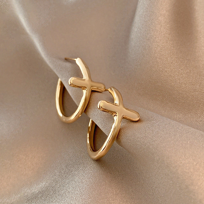 Women's Retro Simple Matte Gold Metal Earrings-Jewearrings