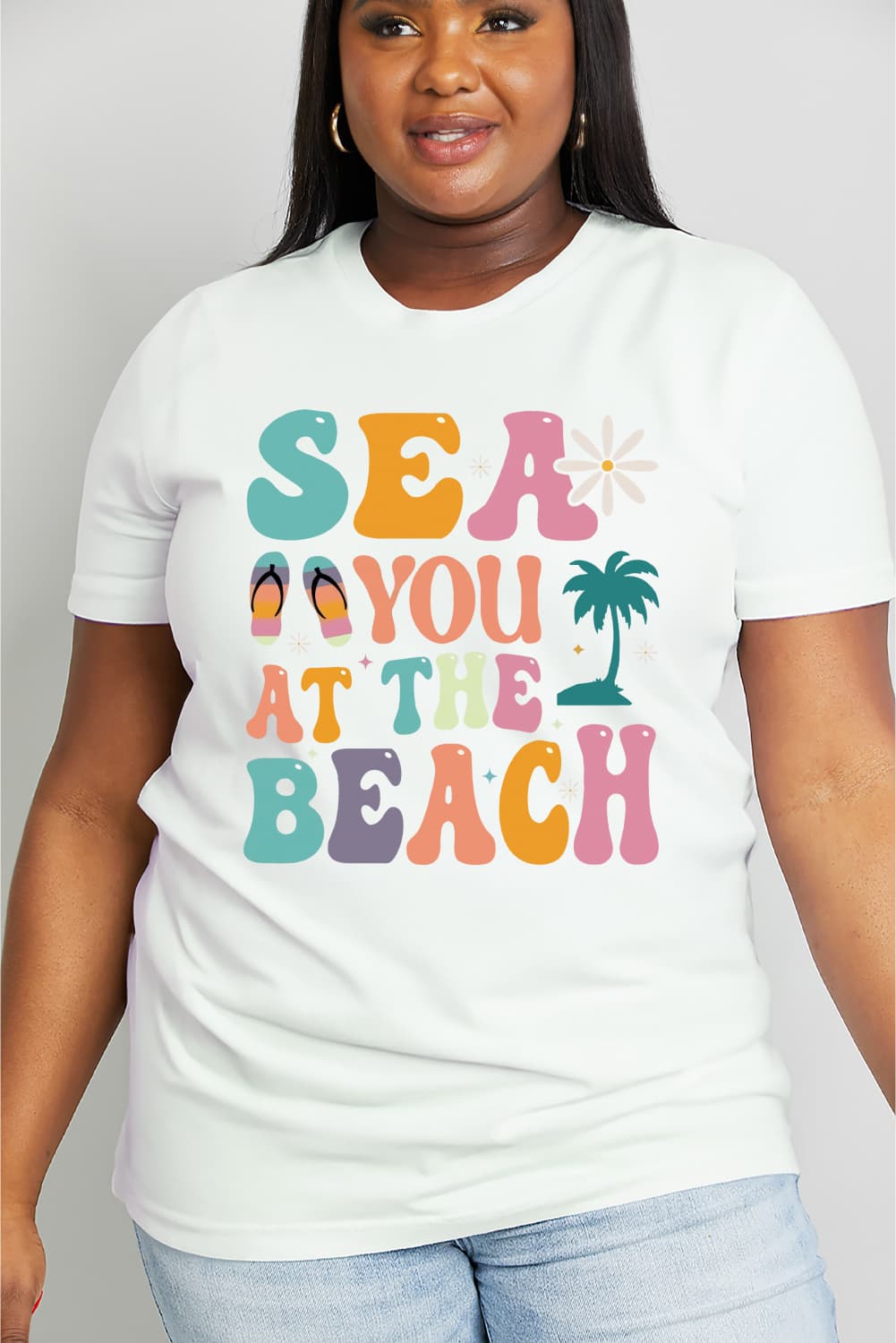 Simply Love Full Size SEA YOU AT THE BEACH Graphic Cotton Tee-Jewearrings