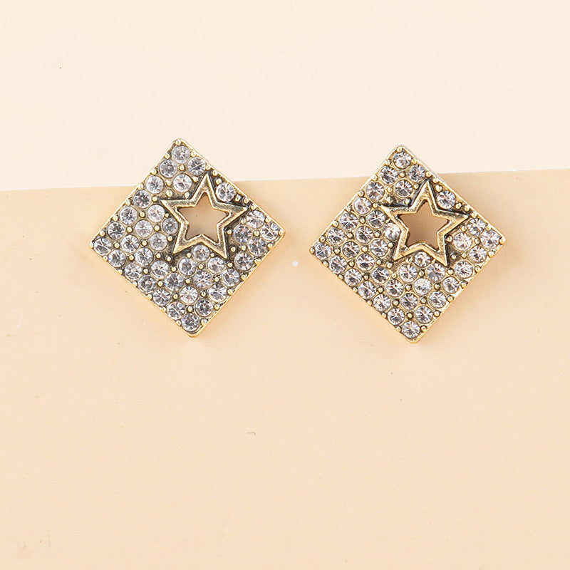 New Jewelry Wholesale Retro Golden Geometric Stud Earrings-Jewearrings