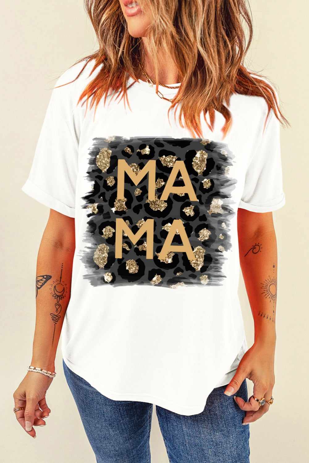 MAMA Round Neck Short Sleeve T-Shirt-Jewearrings