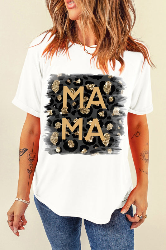 MAMA Round Neck Short Sleeve T-Shirt-Jewearrings