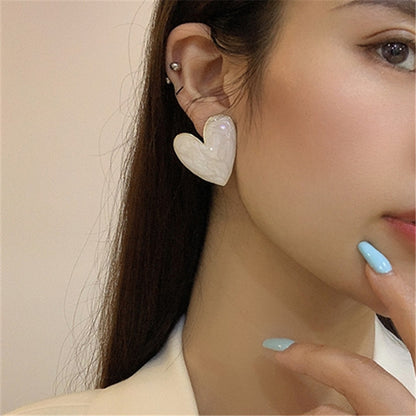 S925 Silver Needle Retro Temperament White Love Stud Earrings Women-Jewearrings