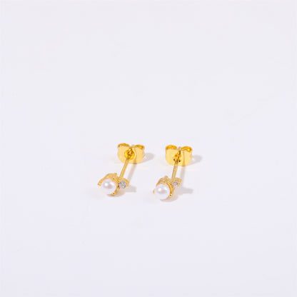 Titanium Steel Electroplated Genuine Gold December Birthstone Zircon Earrings-Jewearrings