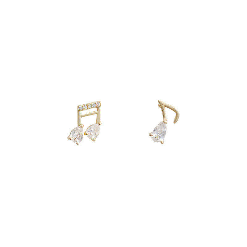 S925 Silver Needle Korean Dongdaemun Musical Note Stud Earrings Female Fashion Temperament-Jewearrings