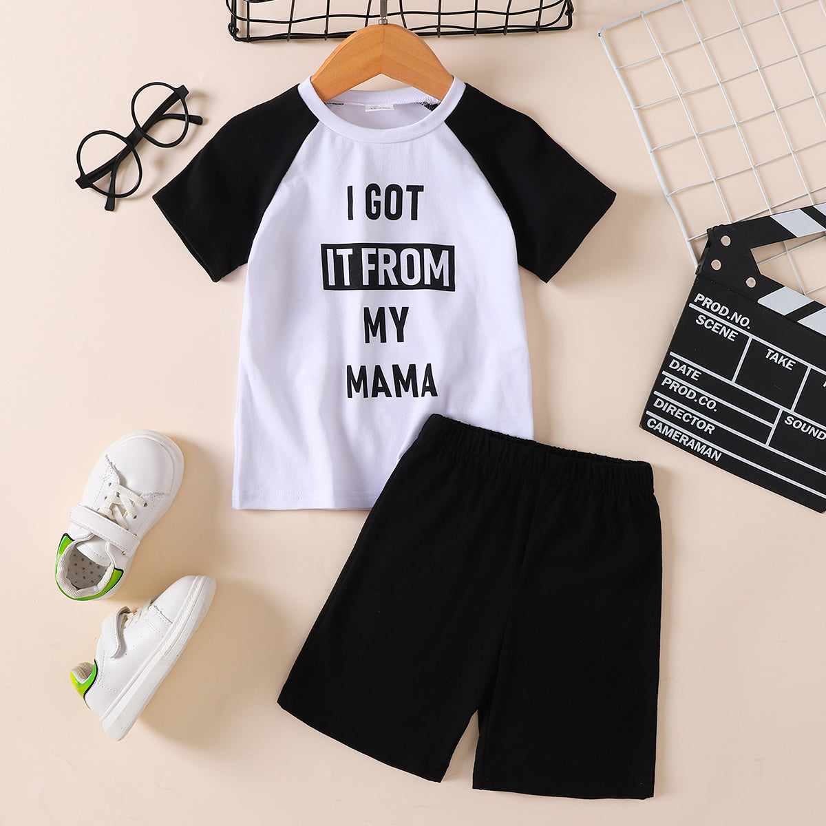 Kids I GOT IT FROM MY MAMA Graphic Tee and Shorts Set-Jewearrings