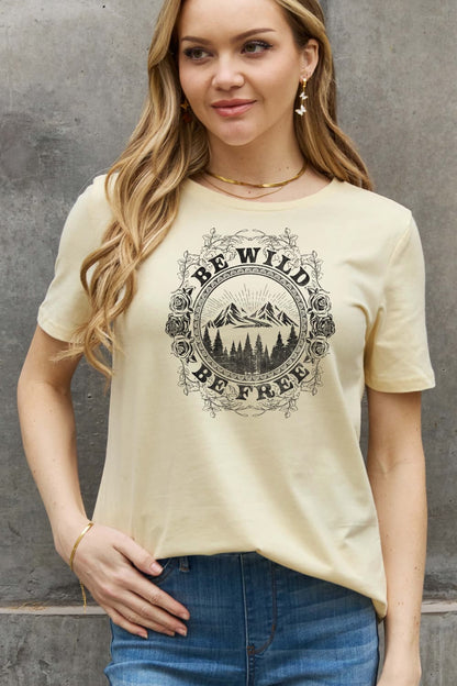 Simply Love Full Size BE WILD BE FREE Graphic Cotton T-Shirt-Jewearrings