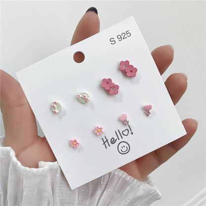 Women's Cute Sweet Sterling Silver Needle Stud Earrings-Jewearrings