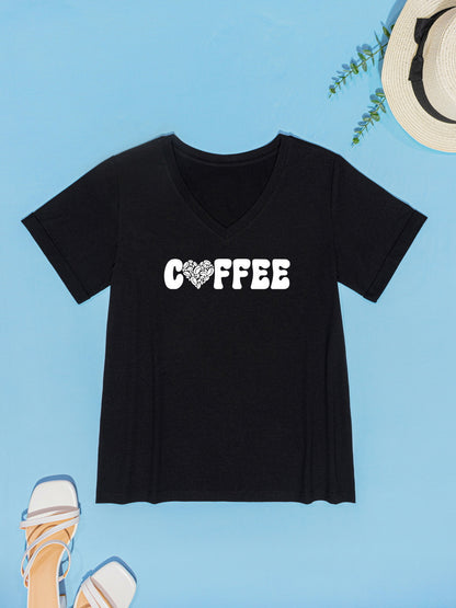 COFFEE V-Neck Short Sleeve T-Shirt-Jewearrings