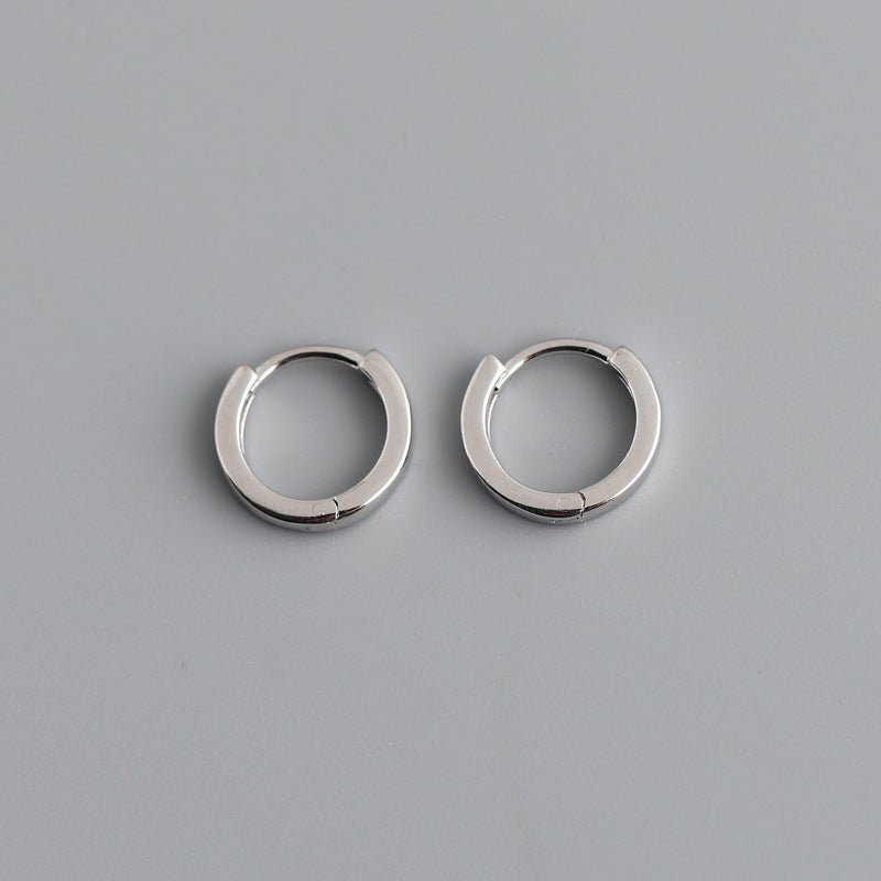 Beautiful Simple Plain Hoop Earrings S925 Sterling Silver Stud Earrings Women-Jewearrings