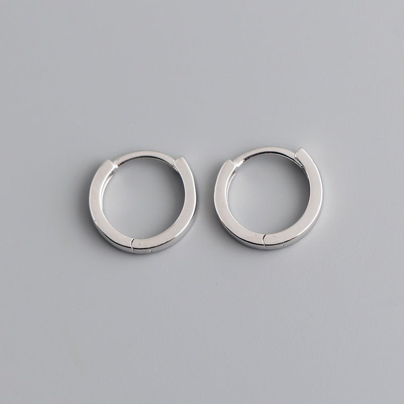 Beautiful Simple Plain Hoop Earrings S925 Sterling Silver Stud Earrings Women-Jewearrings