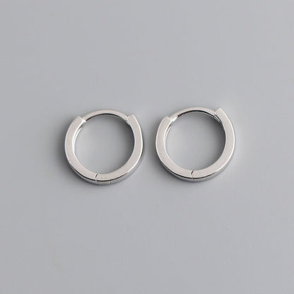 Beautiful Simple Plain Hoop Earrings S925 Sterling Silver Stud Earrings Women-Jewearrings