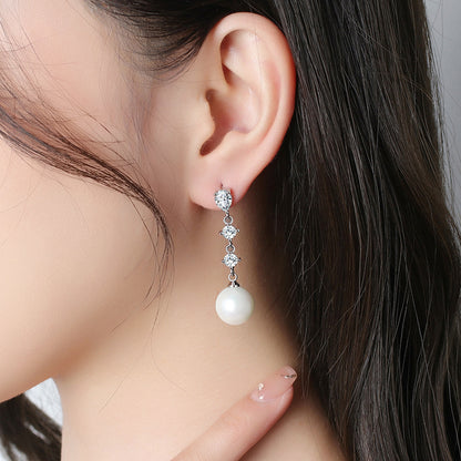 Women's Fashion Temperament Long Pearl Stud Earrings-Jewearrings