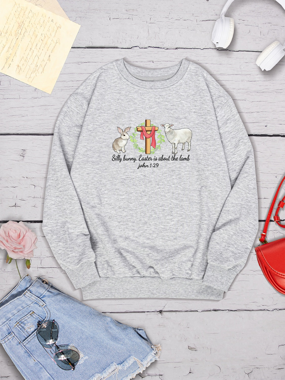 EASTER Graphic Round Neck Sweatshirt-Jewearrings